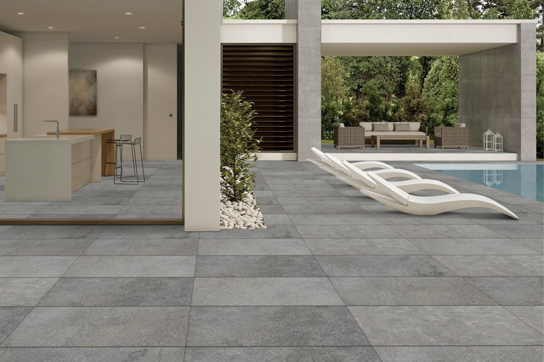 grey limestone pool pavers